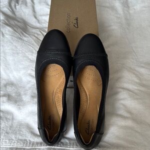 Clarks Sara Bay Flight Attendant Women's Black Leather flats size 9 M